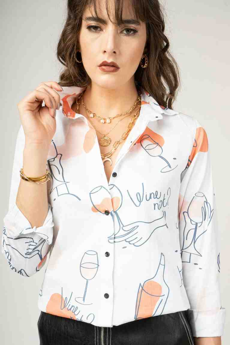 Wine Bottle Printed  Girls T-Shirt Full sleeve